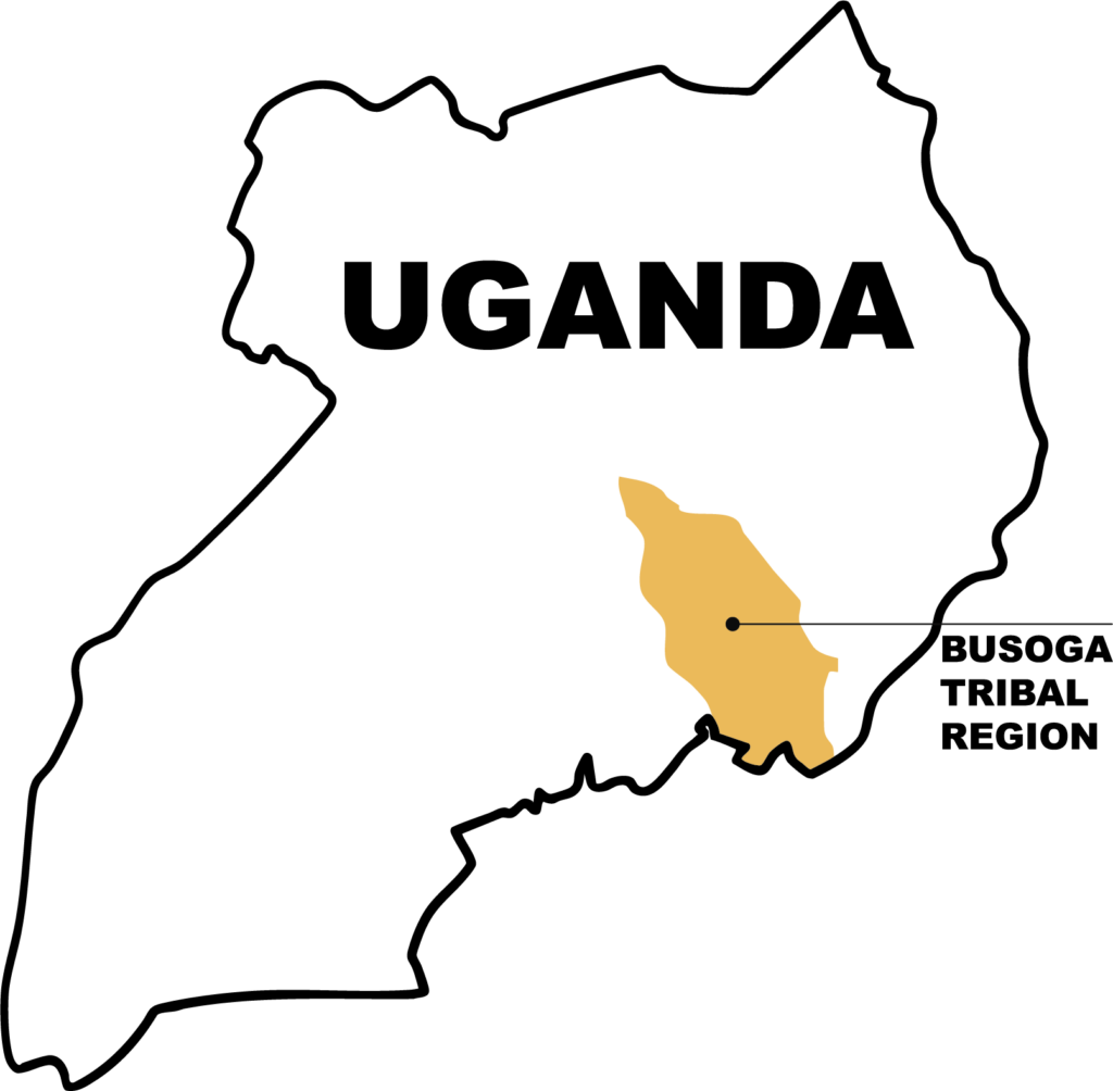 Map highlighting the Busoga Tribal Region in Eastern Uganda